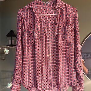 Express Pink and Blue Patterned Blouse